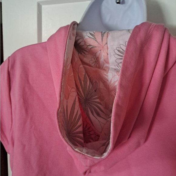 NEW YORK LAUNDRY Pink Tropical Print Short Sleeve Hoodie Jacket - Picture 2 of 8